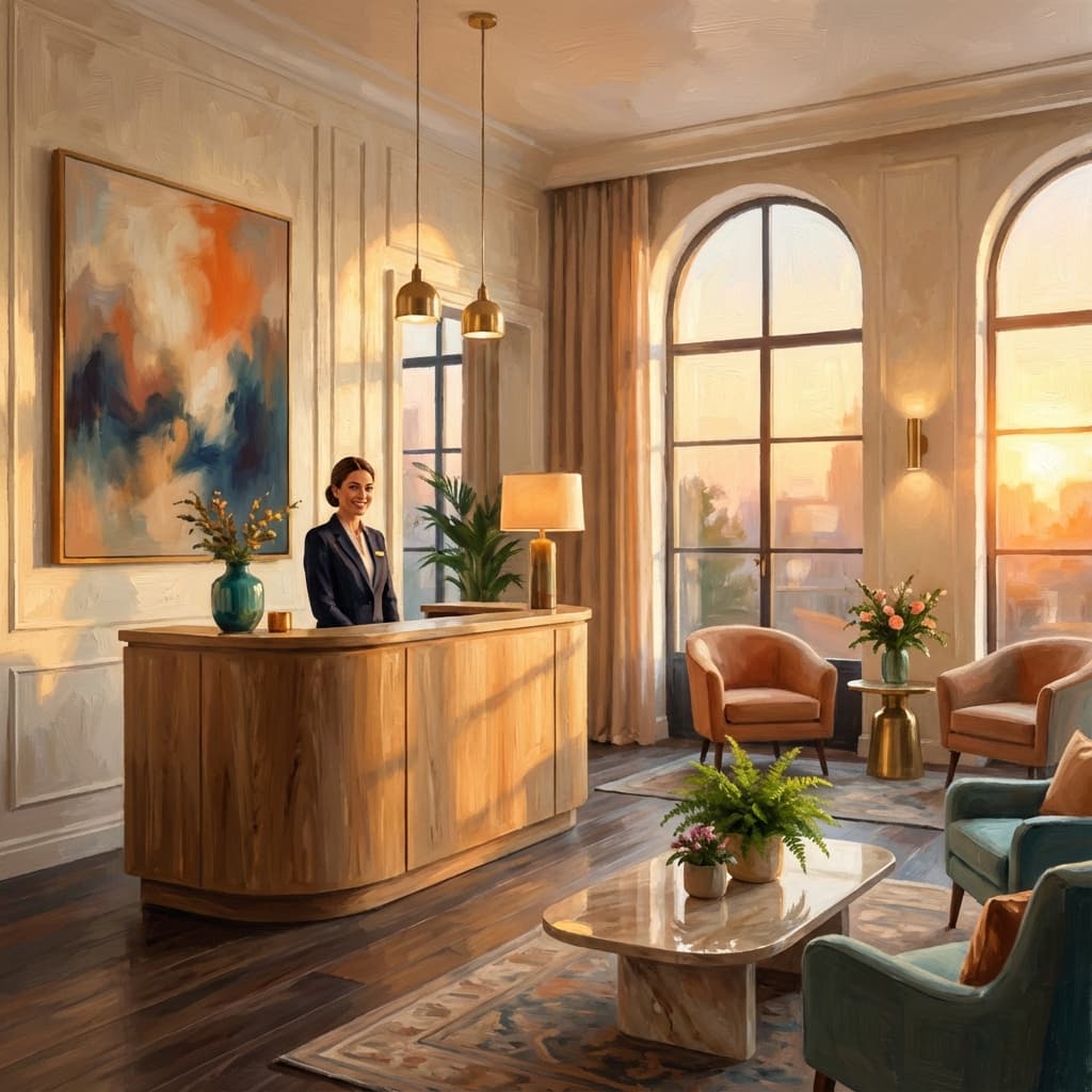 Welcoming hotel lobby