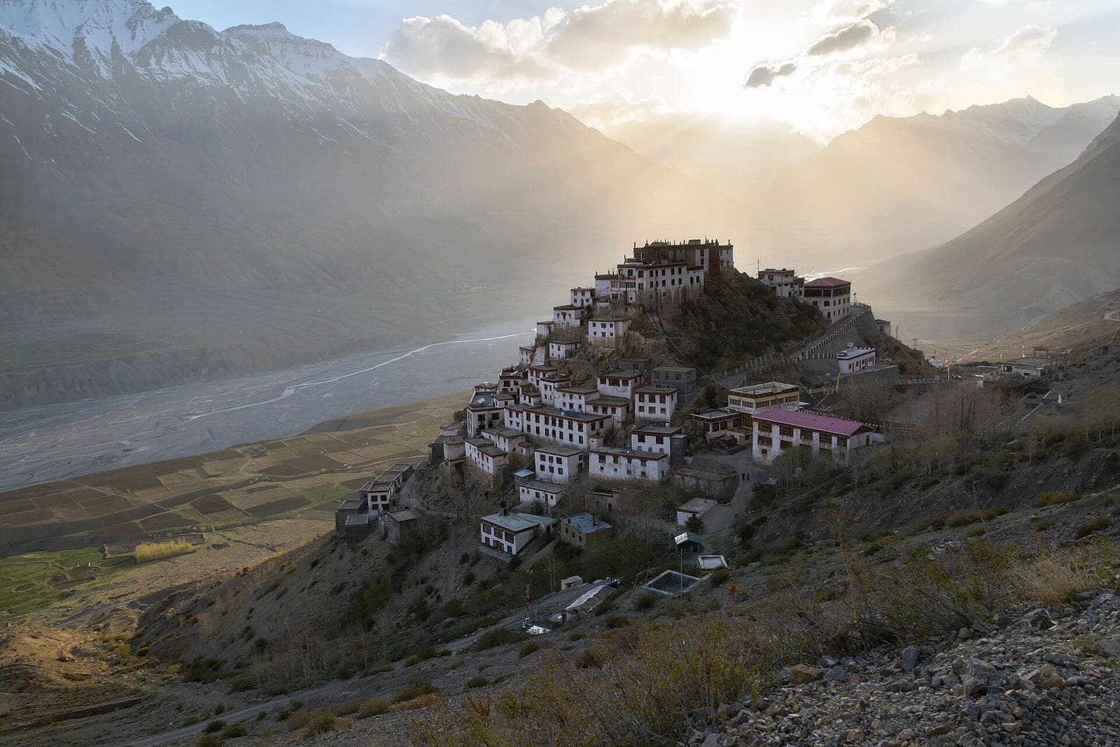 Key Monastery on its hilltop above the Spiti river valley.